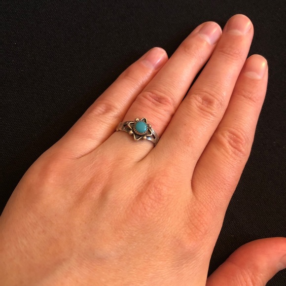 Sterling silver signed turquoise ring navajo western - Picture 8 of 9